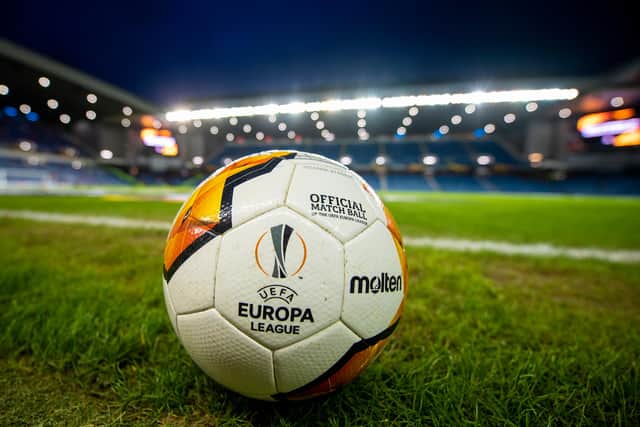 The official Europa League ball ahead of Rangers' loss to Bayer Leverkusen earlier this year. Picture: SNS
