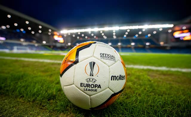 The official Europa League ball ahead of Rangers' loss to Bayer Leverkusen earlier this year. Picture: SNS