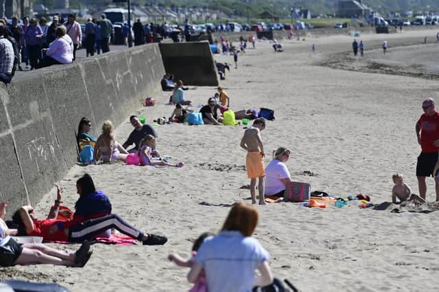 Ayr beach as Scots enjoy the warm weather.