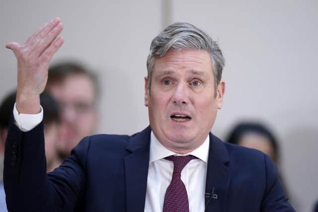Labour leader Sir Keir Starmer, during a Labour Party press conference at Nexus, University of Leeds, in Yorkshire, to launch a report on constitutional change and political reform that would spread power, wealth and opportunity across the UK. Picture date: Monday December 5, 2022.