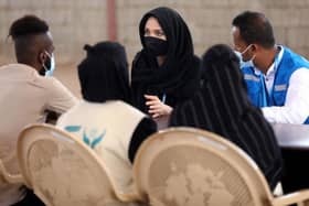 Angelina Jolie meets Somali refugees who fled their homes and found safety in Yemen in March.