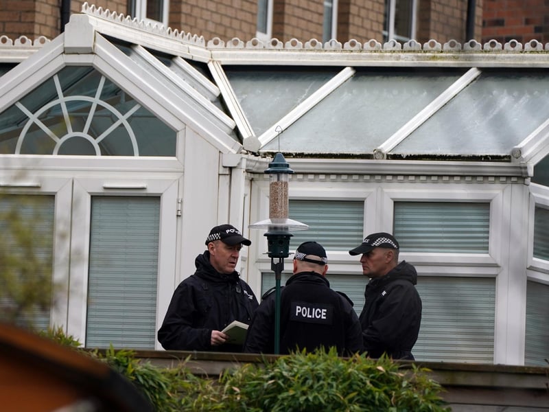 Officers from Police Scotland at the home of former chief executive of the Scottish National Party (SNP) Peter Murrell, in Uddingston, Glasgow, after he was arrested in connection with the ongoing investigation into the funding and finances of the party.