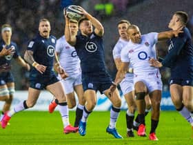 Ali Price in action for Scotland during the Guinness Six Nations Match between Scotland and England at BT Murrayfield on February 08, 2020.