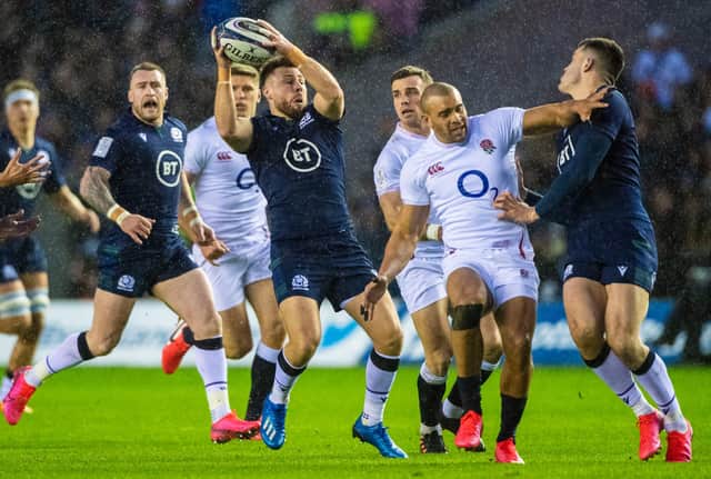 Ali Price in action for Scotland during the Guinness Six Nations Match between Scotland and England at BT Murrayfield on February 08, 2020.
