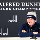 Robert Macintyre of Scotland talks to the media during a press conference ahead of The Alfred Dunhill Links Championship at The Old Course on September 29, 2021 in St Andrews, Scotland. (Photo by Matthew Lewis/Getty Images)