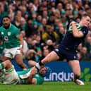 Scotland's Stafford McDowall on the attack, as Ireland's Tadhg Beirne tries to tackle him, with Bundee Aki in the background.  (Picture: Brian Lawless/PA Wire)