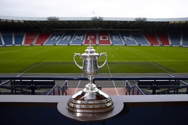 The Scottish Cup trophy on display at Hampden Park. (Photo by Alan Harvey / SNS Group)