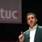 Scottish Labour leader Anas Sarwar speaking at the STUC conference in Dundee. Image: Andrew Milligan/Press Association.