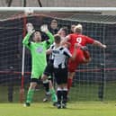 Bonnyrigg's Kieran McGachie heads home the opener against Fraserburgh.