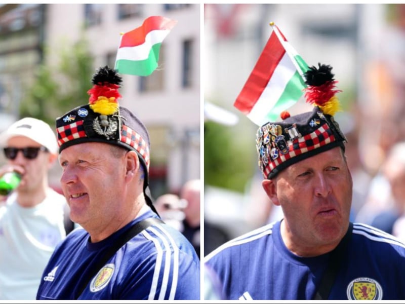 Scotland fans in Stuttgart ahead of their Euro 2024 group A game against Hungary.