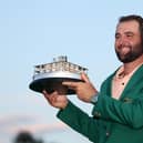 Scottie Scheffler poses with the trophy after winning the 2024 Masters Tournament at Augusta National Golf Club. Picture: Warren Little/Getty Images.