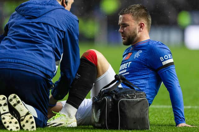 Rangers' Nicolas Raskin went off on a stretcher against Hearts and will miss the match against Dundee.