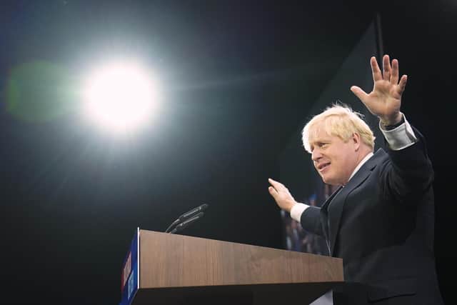 Prime Minister Boris Johnson delivers his keynote speech at the Conservative Party Conference in Manchester. Picture: Press Association