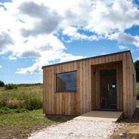 The self-catering cabins are situated a short walk away from the main venue and, as part of plans to rewild the farm in which the facility is located, the cabins will eventually be situated in a native wildflower meadow.
