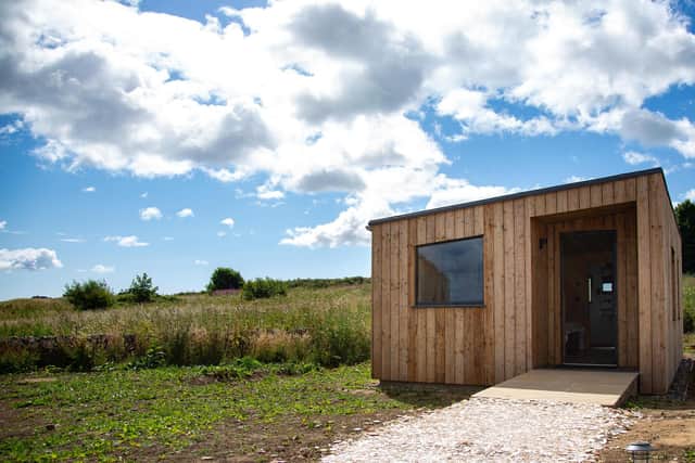 The self-catering cabins are situated a short walk away from the main venue and, as part of plans to rewild the farm in which the facility is located, the cabins will eventually be situated in a native wildflower meadow.
