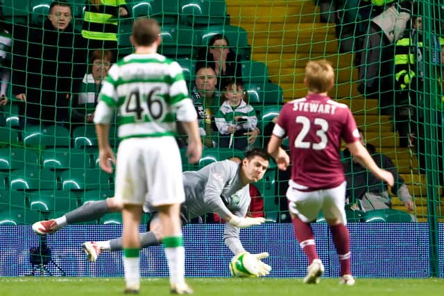 Michael Stewart netted the winner the last time Hearts beat Celtic at Parkhead. Picture: SNS