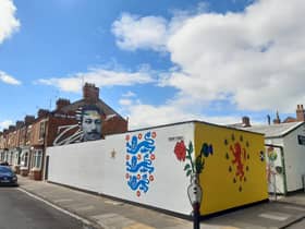 The mural of Arthur Wharton in Darlington.