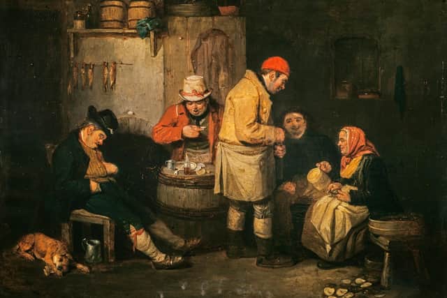 Around 100,000 oysters were eaten a DAY in Edinburgh in the 17th Century with this painting by John Burnet - 'An Oyster-cellar in Leith' - capturing the trend for the bar snack in the city taverns. PIC: National Galleries of Scotland.
