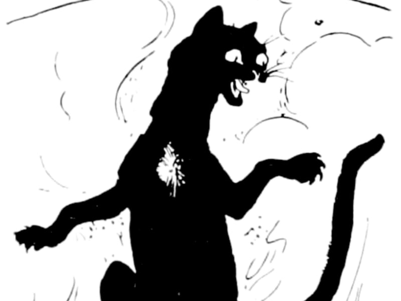 Cait Sith, known as “cat fairies”, are described as cats that are slender yet large like dogs, with a trademark white patch on their chests. It was thought that they would steal the souls of the unburied dead and so they would prey on locations where bodies were prepared prior to funerals. Curiously, it walked on all fours nearby humans, yet stood on its hind legs when it was not being watched. This connects to the theory that Cait Sith are witches that can transform between cat and human form. This transformation could only happen nine times before the cat form became permanent, perhaps a reference to cats’ nine lives.