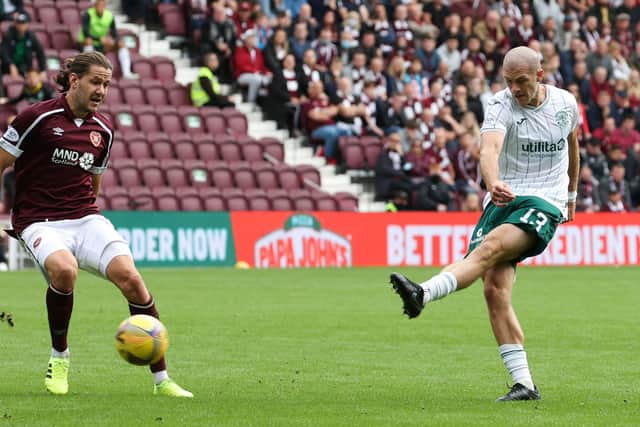 Hearts and Hibs in action during the Edinburgh derby earlier this season. Picture: SNS