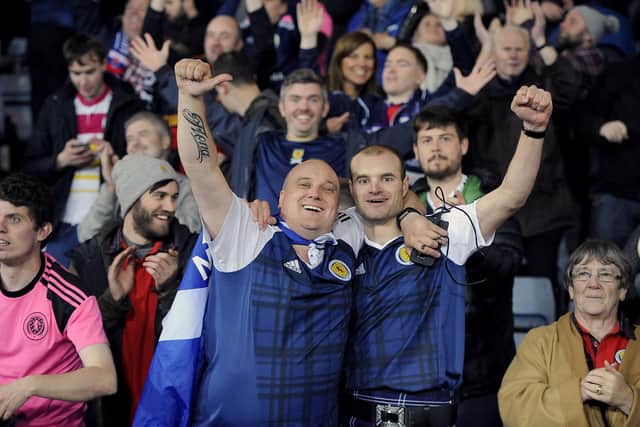 Scotland fans at Hampden. Picture Michael Gillen.