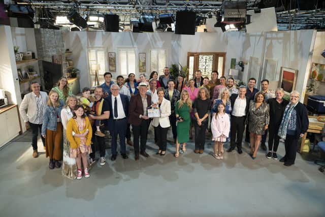 Handout photo issued by Fremantle Australia of the man and guest cast, (front row left to right) Freya Van Dyke, Lucinda Cowden, Scarlett Anderson, John Turner, Ryan Moloney, Ian Smith, Alan Fletcher, Benji McNair, Jackie Woodburne, Zima Anderson, Annie Jones, Harlow Herbison-Fuentes, Melissa Bell, Stefan Dennis, Rebekah Elmaloglou, Kate Kendall, Sally-Anne Upton, (second row left to right) Richard Huggett, April Rose Pengilly, Takaya Honda, Richie Morris, Gemma Bird Matheson, Georgie Stone, Candice Leask, Lloyd Will, Emerald Chan, Jacinta Stapleton, Paul Keane, Charlotte Chimes, Tim Kano, Pheobe Roberts, James Mason, Ben Hall and Matt Wilson, featured in the final Neighbours scene filmed on Friday. Issue date: Friday June 10, 2022. PA Photo. The globally-recognised soap opera first aired in 1985 and followed the lives of those living and working in the fictional Melbourne suburb of Erinsborough. See PA story SHOWBIZ Neighbours. Photo credit should read: Ray Messner/Fremantle Australia/PA Wire
NOTE TO EDITORS: This handout photo may only be used in for editorial reporting purposes for the contemporaneous illustration of events, things or the people in the image or facts mentioned in the caption. Reuse of the picture may require further permission from the copyright holder.