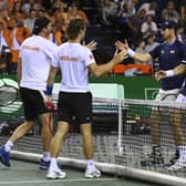 GB's Andy Murray and Joe Salisbury suffered defeat in the doubles at the Davis Cup in Glasgow. (Photo by Rob Casey / SNS Group)