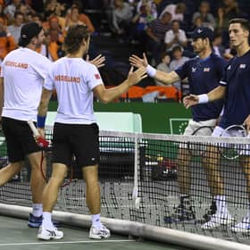 GB's Andy Murray and Joe Salisbury suffered defeat in the doubles at the Davis Cup in Glasgow. (Photo by Rob Casey / SNS Group)