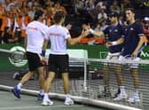 GB's Andy Murray and Joe Salisbury suffered defeat in the doubles at the Davis Cup in Glasgow. (Photo by Rob Casey / SNS Group)