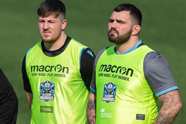 Murphy Walker, left, will start for Glasgow against Zebre but Jamie Bhatti drops to the bench.  (Photo by Ross MacDonald / SNS Group)