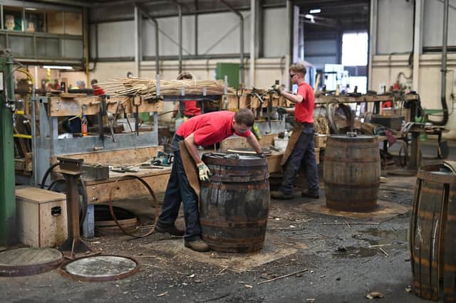 Speyside Cooperage employs 23 apprentices, with the hammer and driver remaining the main tools of the job. PIC: John Devlin.