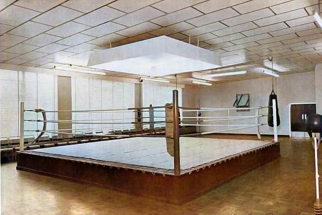 A colourised image of Bridgeton bus garage's boxing ring in 1965. Picture: Glasgow Corporation Transport