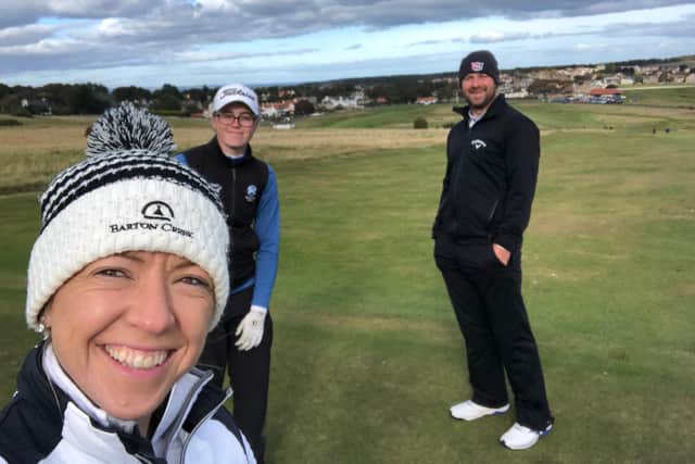 Craig Lee played a practice round at Gullane with fellow PGA pro Heather MacRae, left, and amateur Hannah Darling as part of his preparation for this week's Aberdeen Standard Investments Scottish Open