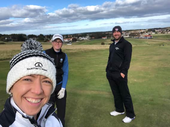 Craig Lee played a practice round at Gullane with fellow PGA pro Heather MacRae, left, and amateur Hannah Darling as part of his preparation for this week's Aberdeen Standard Investments Scottish Open