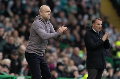 Hearts head coach Steven Naismith on the touchline during the 3-0 defeat at Celtic Park. (Photo by Craig Foy / SNS Group)