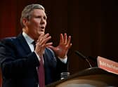 Sir Keir Starmer addresses delegates from the stage at the Royal Concert Hall in Glasgow. Photo by Jeff J Mitchell/Getty Images