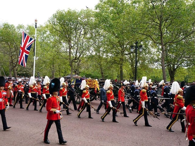 The State Gun Carriage carries the coffin of Queen Elizabeth II