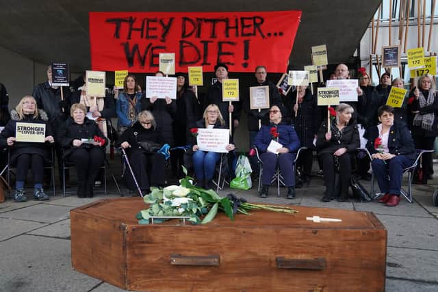 Protestors outside the Scottish Parliament. Image: Andrew Milligan/Press Association.