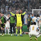 Feyenoord goalkeeper Ofir Marciano celebrates the Europa Conference League semi-final win over Marseille.