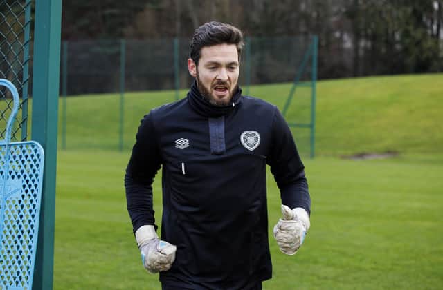Craig Gordon trains with Hearts at the Oriam ahead of his expected return to the squad against Rangers at Ibrox on Wednesday.  (Photo by Mark Scates / SNS Group)
