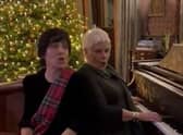 The pair burst into song just before midnight