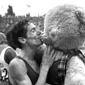 Lachie Stewart celebrates his stunning win in the 10,000 metres at the 1970 Commonwealth Games in Edinburgh. PIC: TSPL.