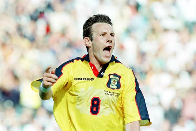 The classic toothless image of Craig Burley scoring in the World Cup against Norway