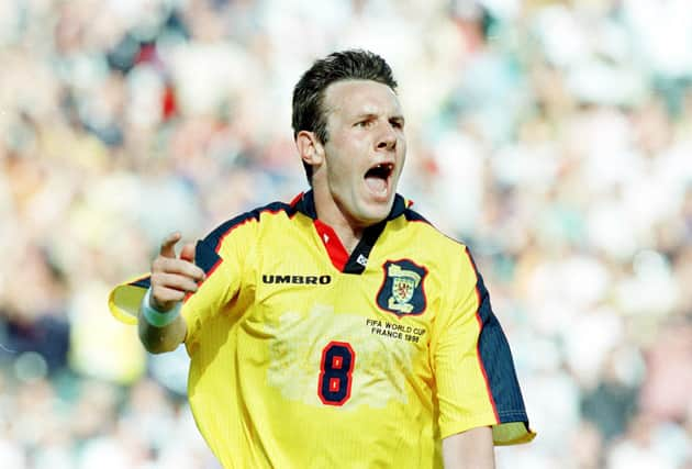 The classic toothless image of Craig Burley scoring in the World Cup against Norway