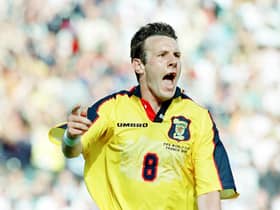 The classic toothless image of Craig Burley scoring in the World Cup against Norway