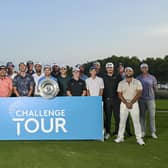 Road to Mallorca winner Rasmus Neergaard-Petersen celebrates with his fellow Challenge Tour graduates after the Rolex Challenge Tour Grand Final supported by the R&A at Club de Golf Alcanada in Port d'Alcudia. Picture: Octavio Passos/Getty Images.