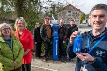 Councillors and staff from Aden Country Park join Scottish Water staff to launch the Top-Up Tap.