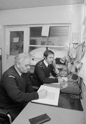 Workers taking calls at the Mansfield Ambulance Station Control Room in 1980