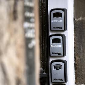 AirBnB locks outside a block of flats in Edinburgh