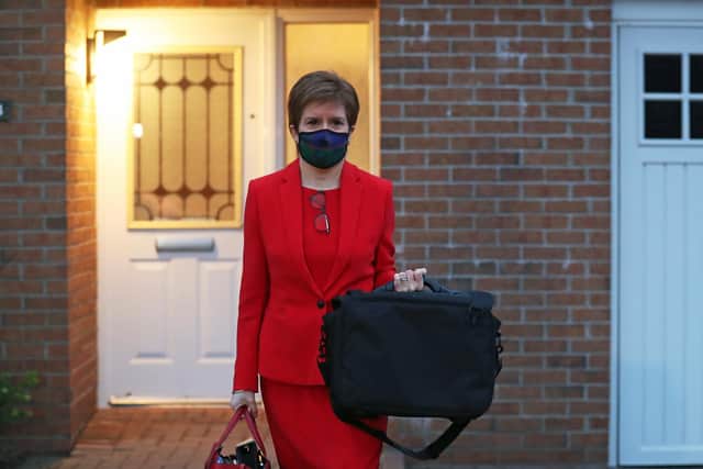 Nicola Sturgeon leaves her home in Glasgow to head to Holyrood in Edinburgh to give evidence to the Scottish Parliament's inquiry into her government's unlawful investigation of the former First Minister Alex Salmond.